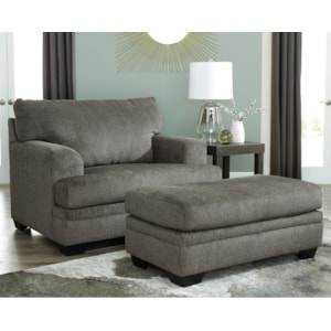 Signature Drew Contemporary Chair And A Half With Ottoman Walker S Furniture Chair Ottoman Sets