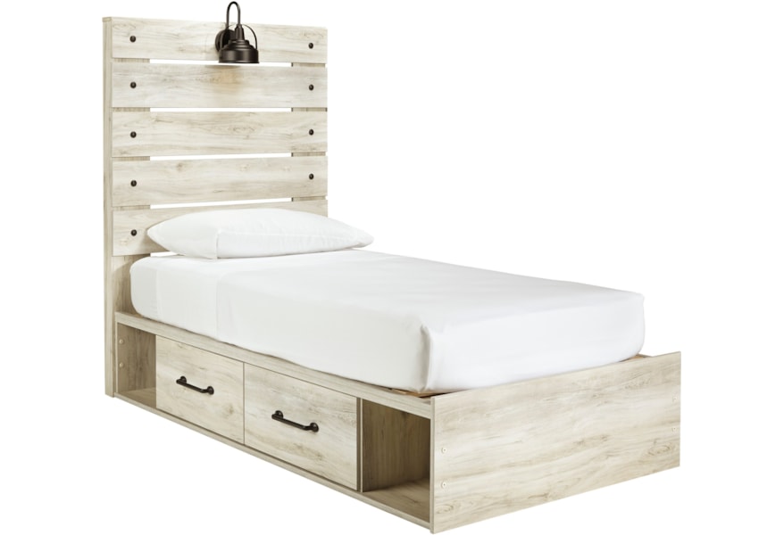 Signature Design By Ashley Cambeck Rustic Twin Storage Bed With 4 Drawers Industrial Light Standard Furniture Platform Beds Low Profile Beds