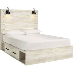 Signature Design By Ashley Cambeck Rustic Queen Storage Bed With 2 Drawers Industrial Lights Standard Furniture Platform Beds Low Profile Beds