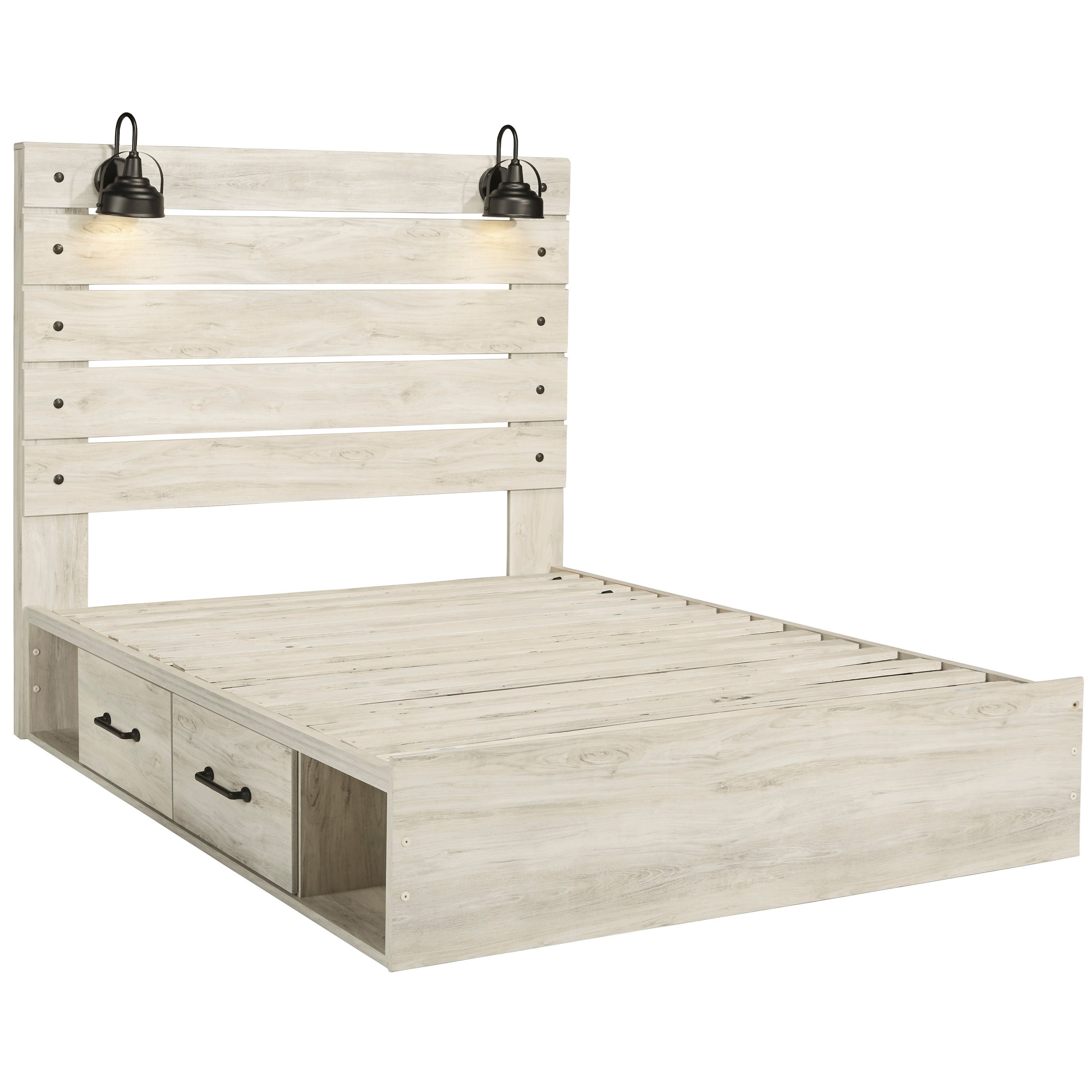 Signature Design By Ashley Cambeck Rustic Queen Storage Bed With 2 Drawers Industrial Lights Godby Home Furnishings Platform Beds Low Profile Beds