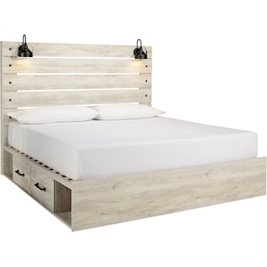 Signature Design By Ashley Cambeck Rustic King Storage Bed With 2 Drawers Industrial Lights Standard Furniture Platform Beds Low Profile Beds