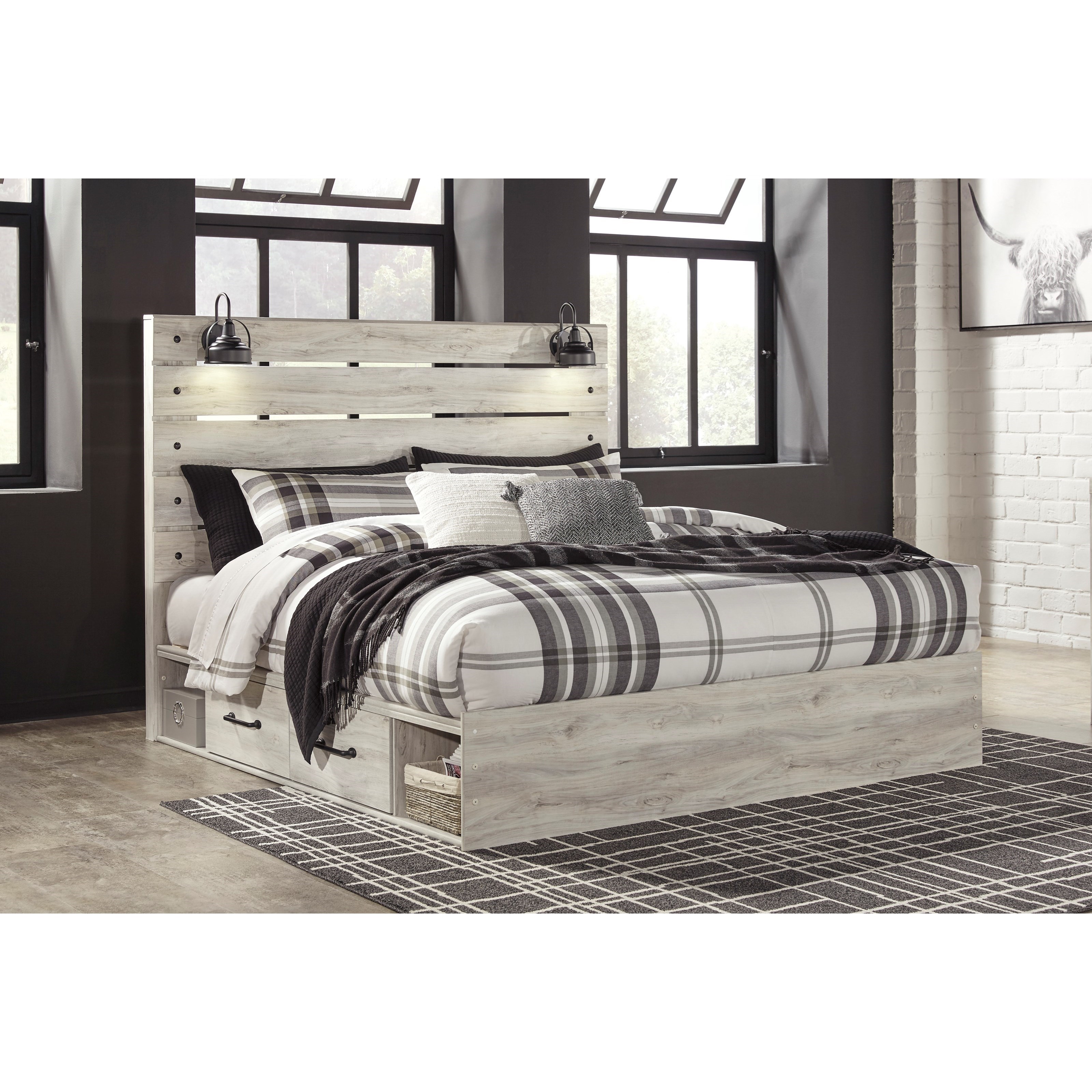 Signature Design by Ashley Cambeck Rustic King Storage Bed with 2