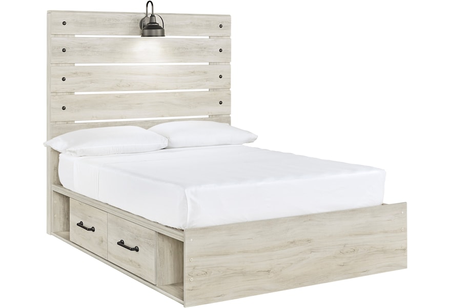 full bed frame with headboard storage