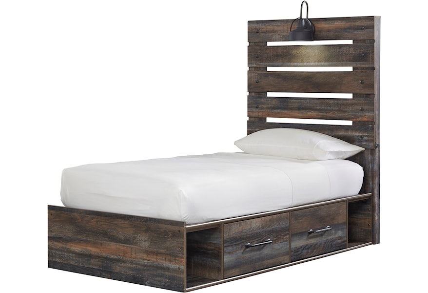 Ashley Signature Design Drystan Rustic Twin Storage Bed With 2