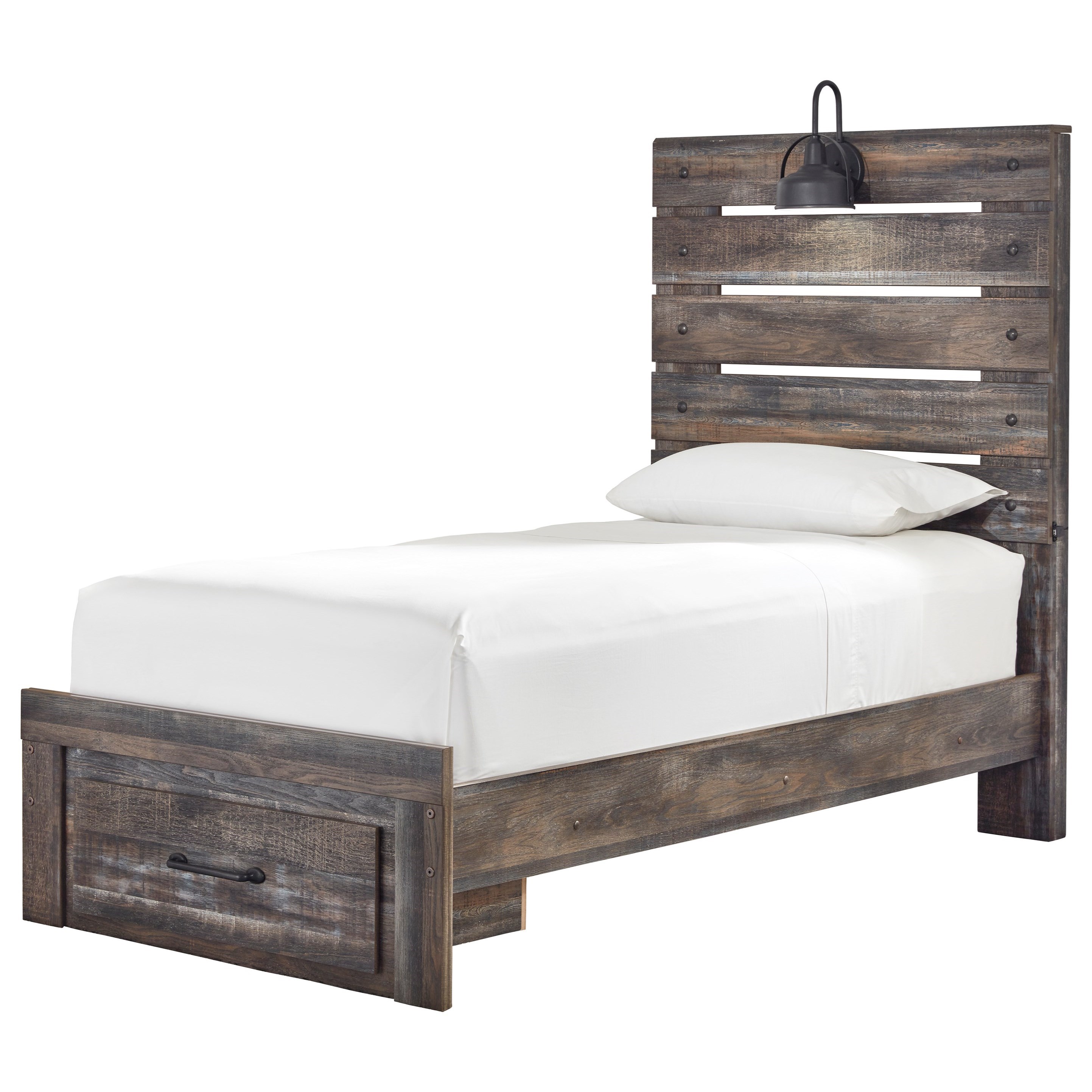 Signature Design By Ashley Drystan B211 53 52s 83 Rustic Twin Bed With Light Footboard Drawer Furniture And Appliancemart Platform Beds Low Profile Beds About 2% of these are bedroom sets, 19% are beds, and 0% are hotel bedroom sets. drystan twin bed with light footboard drawer