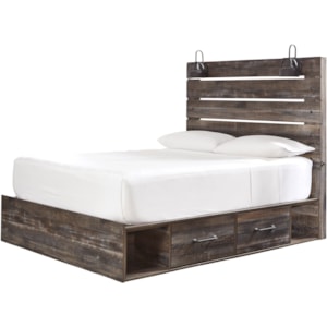 Signature Design By Ashley Drystan Rustic Queen Storage Bed With 4 Drawers Industrial Lights Standard Furniture Platform Beds Low Profile Beds
