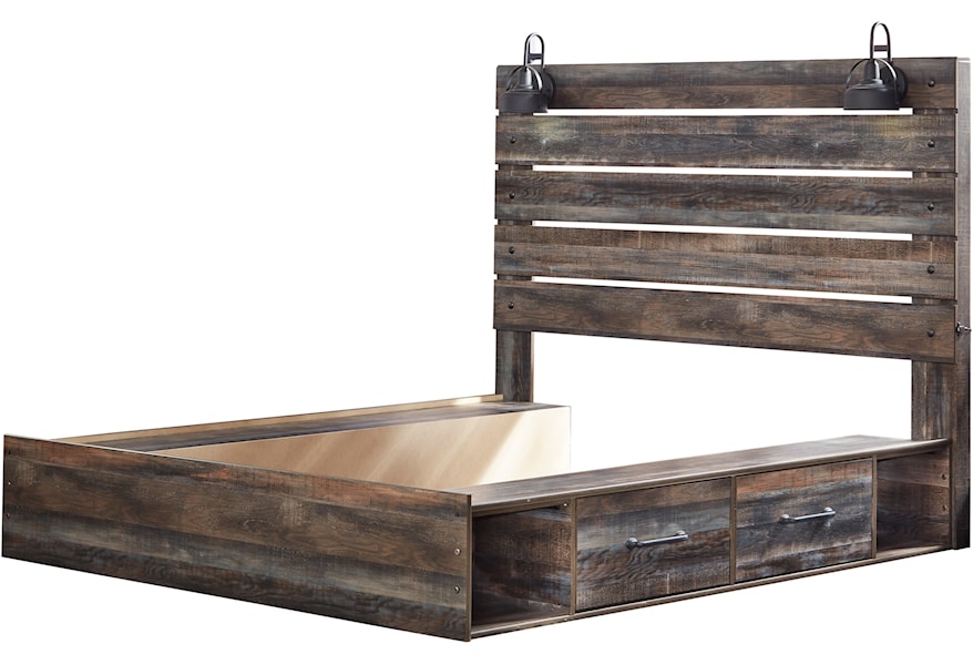 Signature Design By Ashley Drystan Rustic King Storage Bed With 4 Drawers Industrial Lights Houston S Yuma Furniture Platform Beds Low Profile Beds
