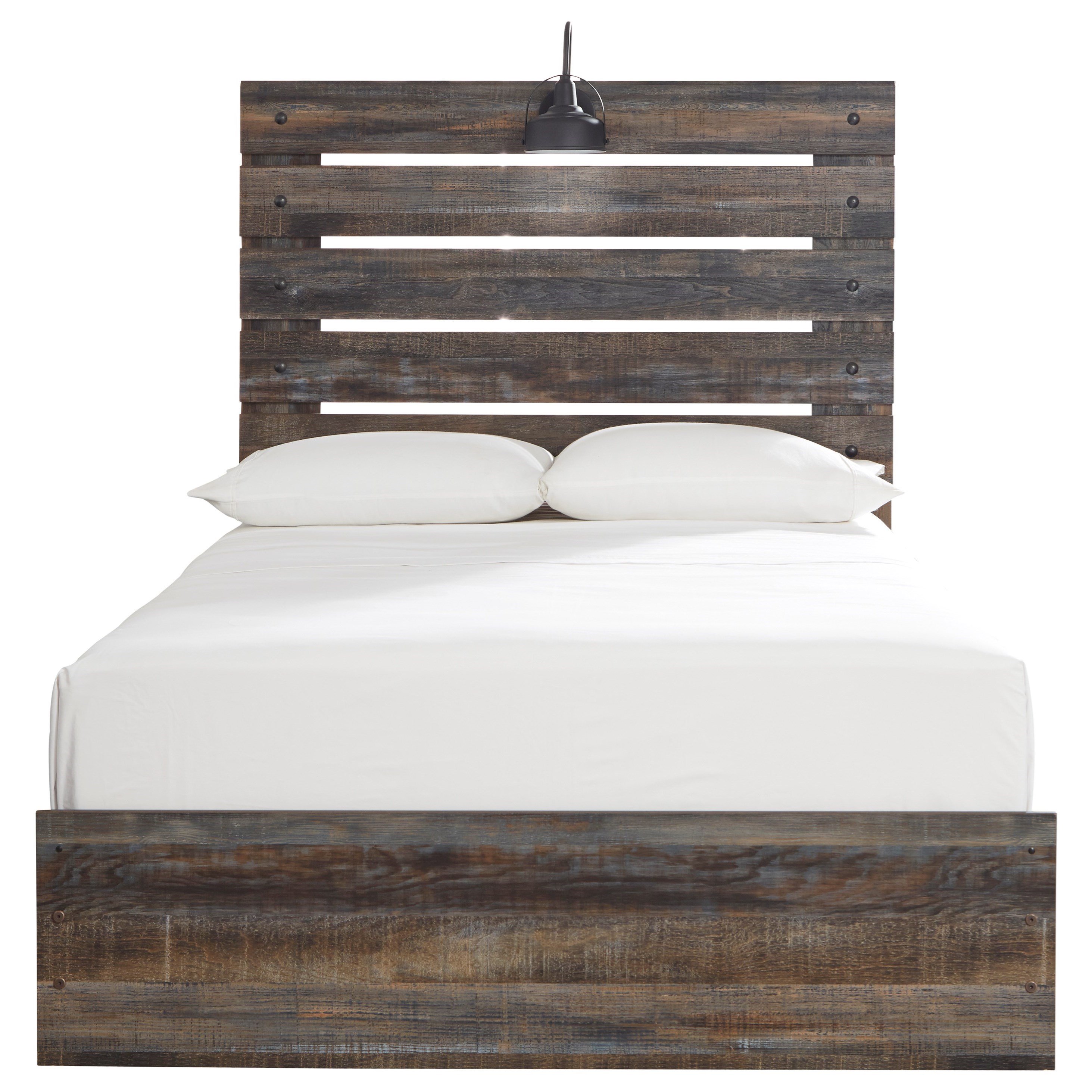 Signature Design By Ashley Drystan Rustic Full Panel Bed With Industrial Light Royal Furniture Platform Beds Low Profile Beds