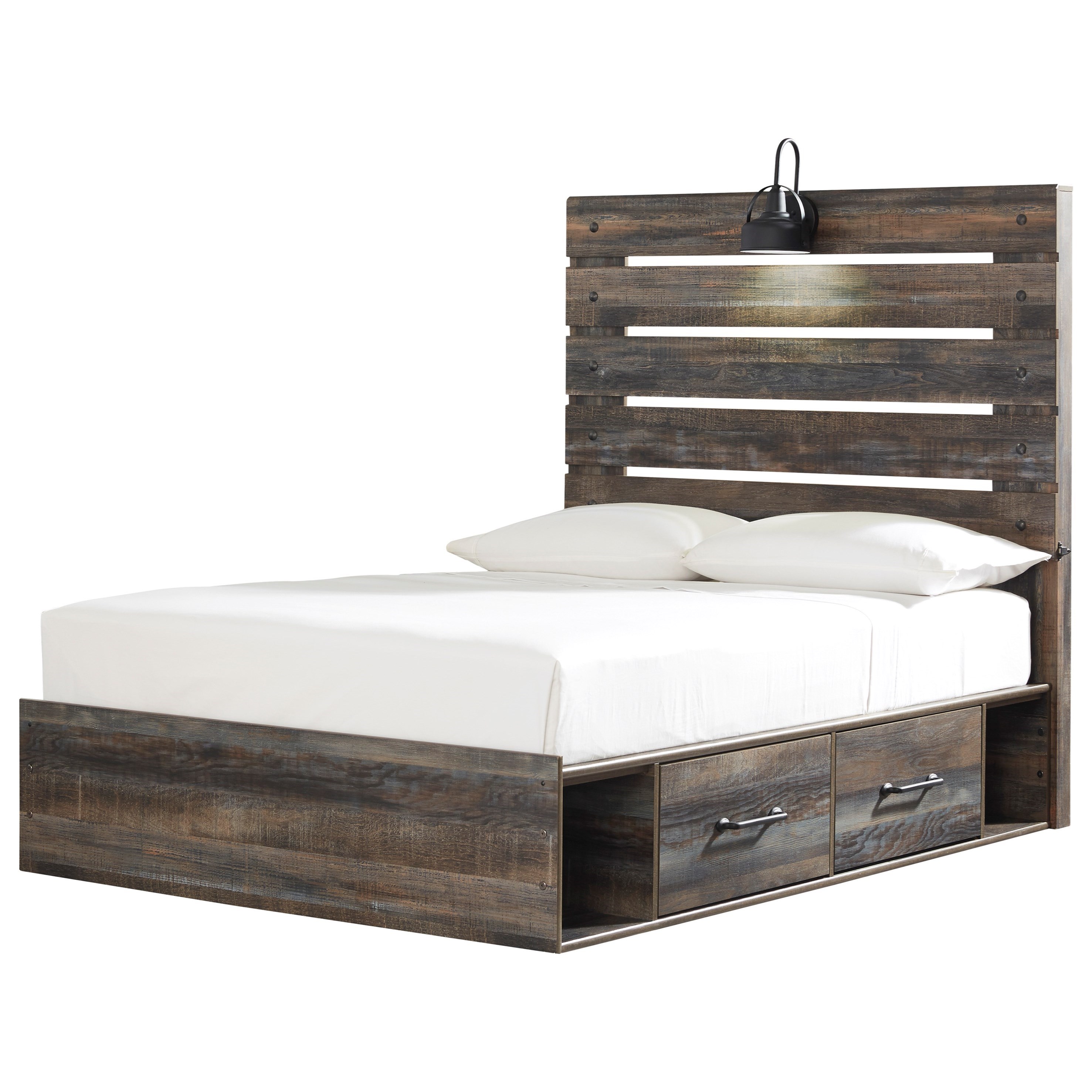 Signature Design By Ashley Drystan Rustic Full Storage Bed With 2 Drawers Industrial Light Furniture Superstore Rochester Mn Platform Beds Low Profile Beds