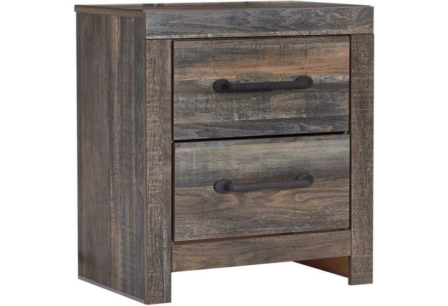 Benchcraft Drystan Rustic 2 Drawer Nightstand With Usb Ports Virginia Furniture Market Nightstands
