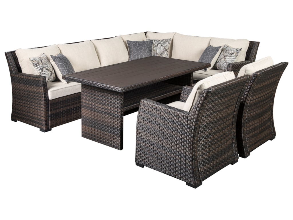 Signature Design By Ashley Easy Isle Outdoor Sectional With Table