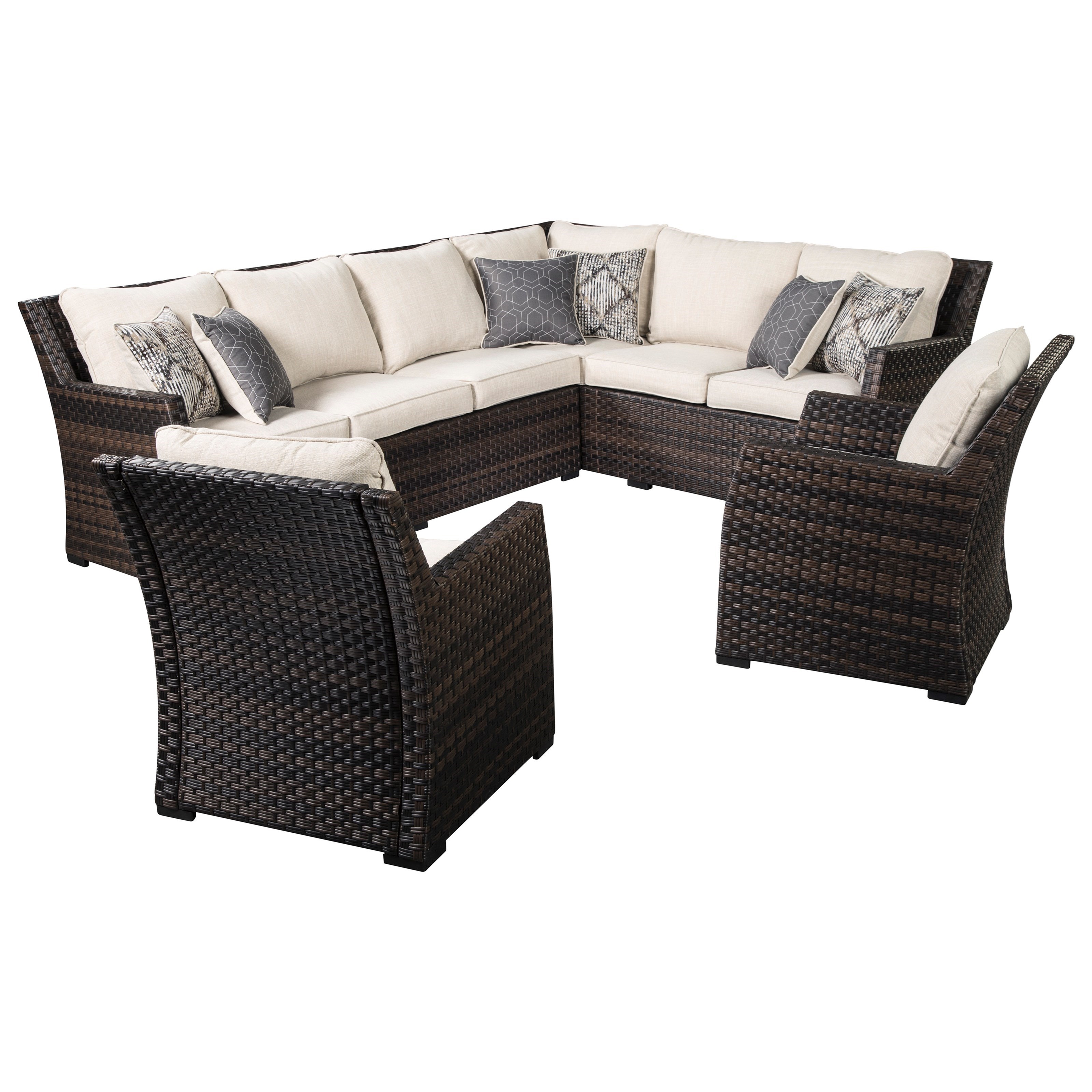 Signature Design By Ashley Easy Isle Outdoor 2 Piece Sectional 2 Lounge Chairs Vandrie Home Furnishings Outdoor Conversation Sets Outdoor Chat Sets