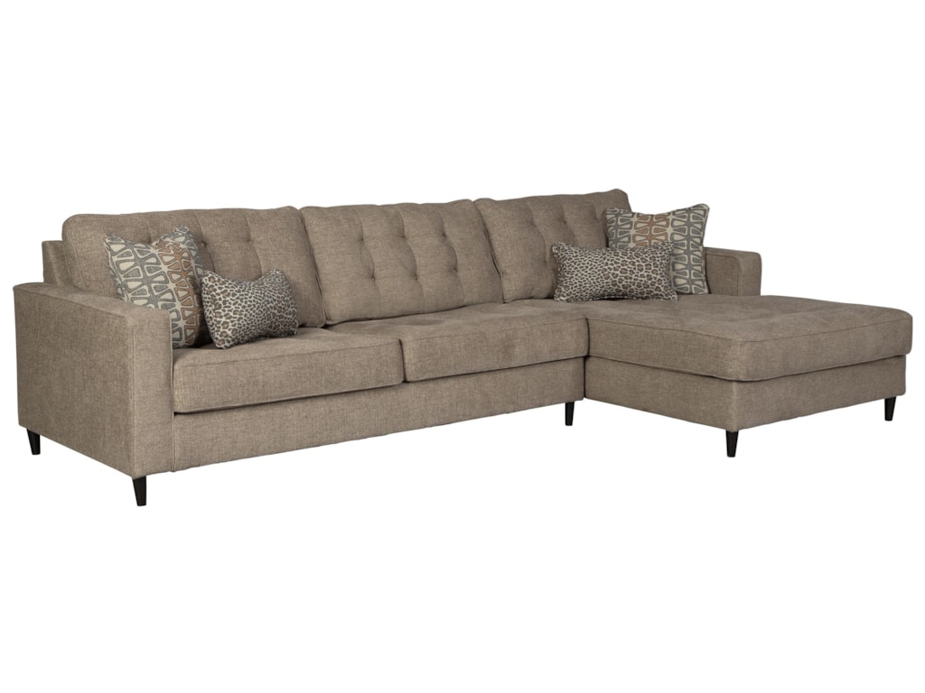 Flintshire Mid Century Modern 3 Seat Sectional Sofa With Oversized Raf Chaise By Signature Design Ashley At Household Furniture