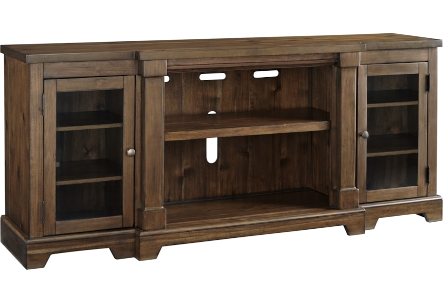 Flynnter Breakfront Extra Large Tv Stand With Glass Doors By Styleline At Efo Furniture Outlet