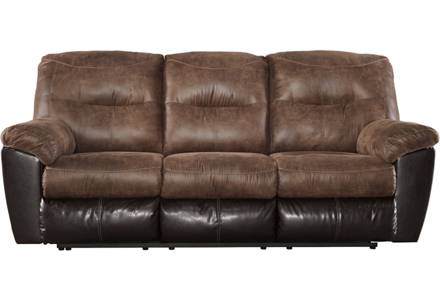 Ashley Signature Design Follett Two Tone Faux Leather Reclining Sofa Johnny Janosik Reclining Sofas