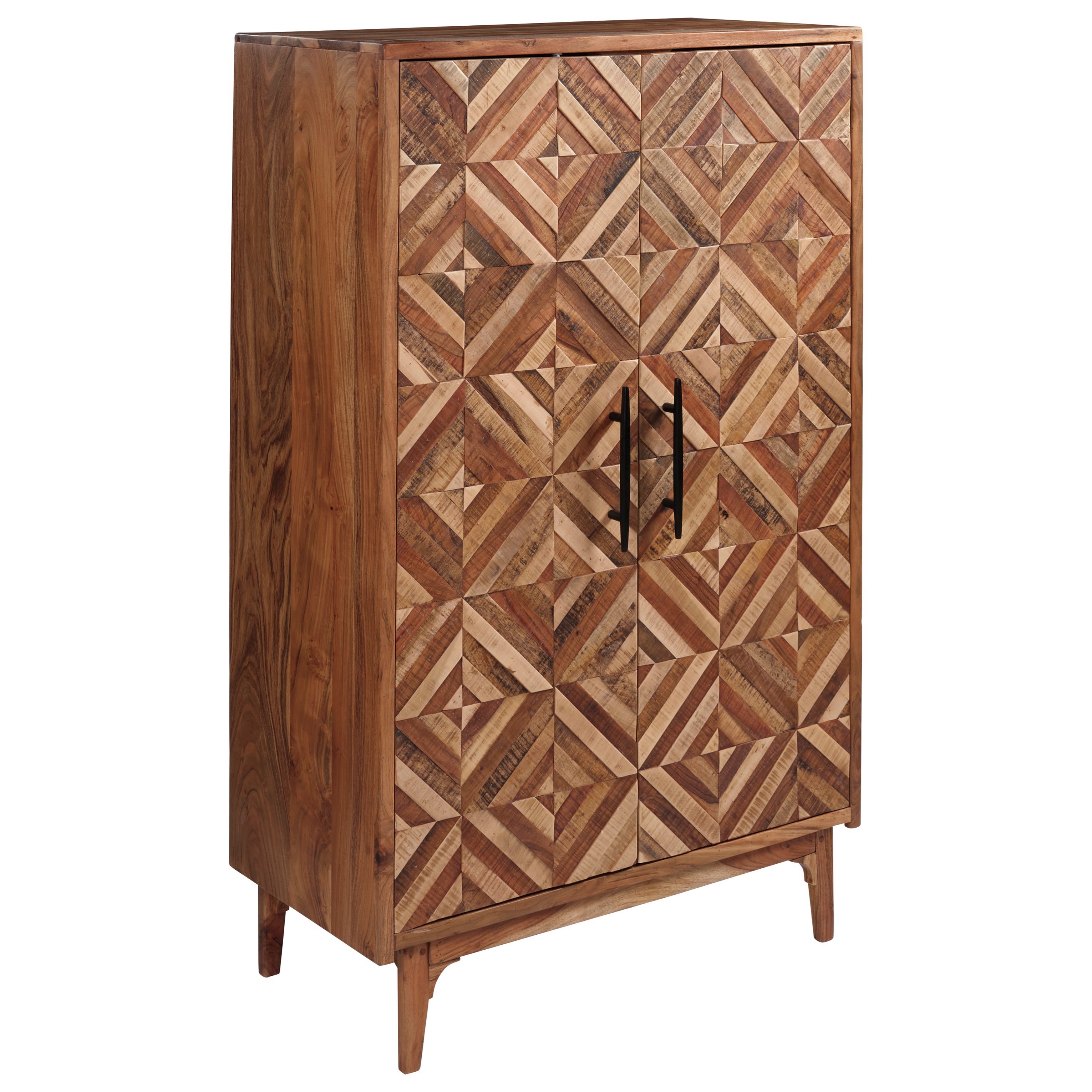 Signature Design By Ashley Gabinwell Mid Century Modern Accent Cabinet With Patterned Doors Crowley Furniture Mattress Accent Chests
