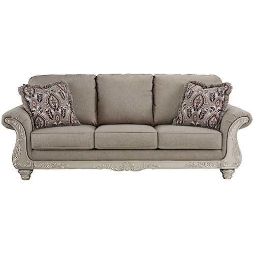 Signature Design By Ashley Gailian Sofa With Silver Finish Ornate Signature Design By Ashley Gailian Sofa With Silver Finish Ornate Details