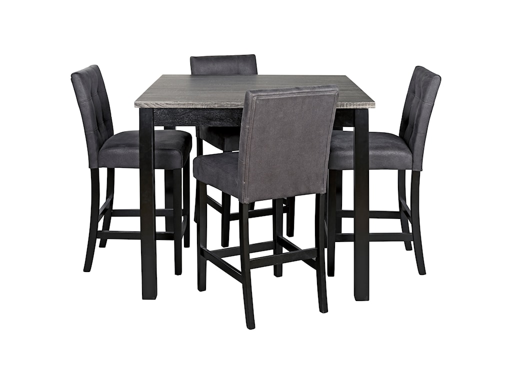 Signature Design By Ashley Garvine 5 Piece Square Counter Height Dining Room Table Set With Bar Stools Royal Furniture Pub Table And Stool Sets