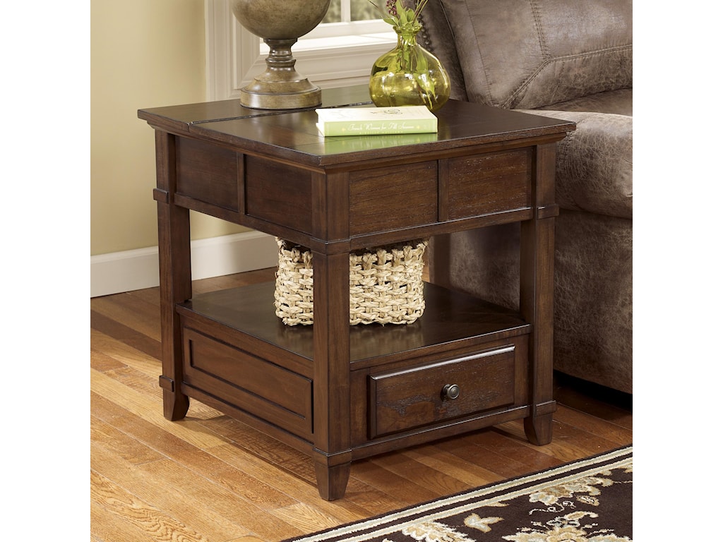 Signature Design By Ashley Gately T845 3 End Table With Hidden Storage Electrical Outlet Sam Levitz Furniture End Tables