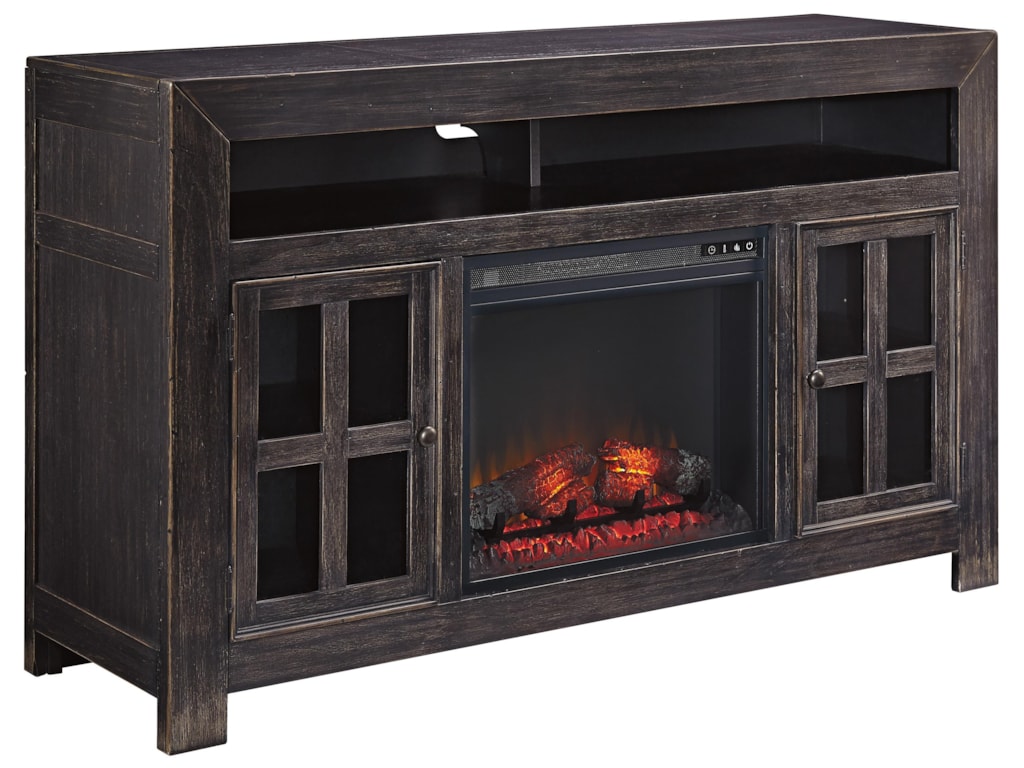 Ashley Signature Design Gavelston Distressed Black Large Tv Stand