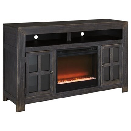 Signature Design Gavelston Distressed Black Large Tv Stand With