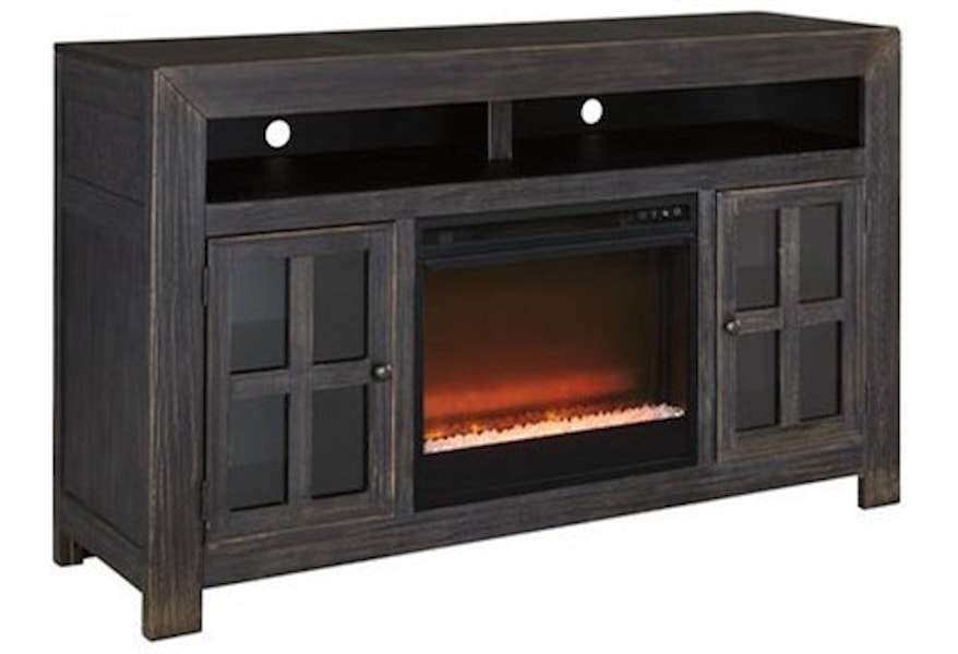 Signature Design Gavelston Distressed Black Large Tv Stand With