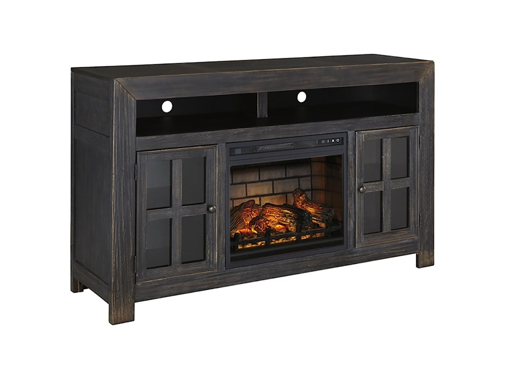 black corner tv stand with fireplace