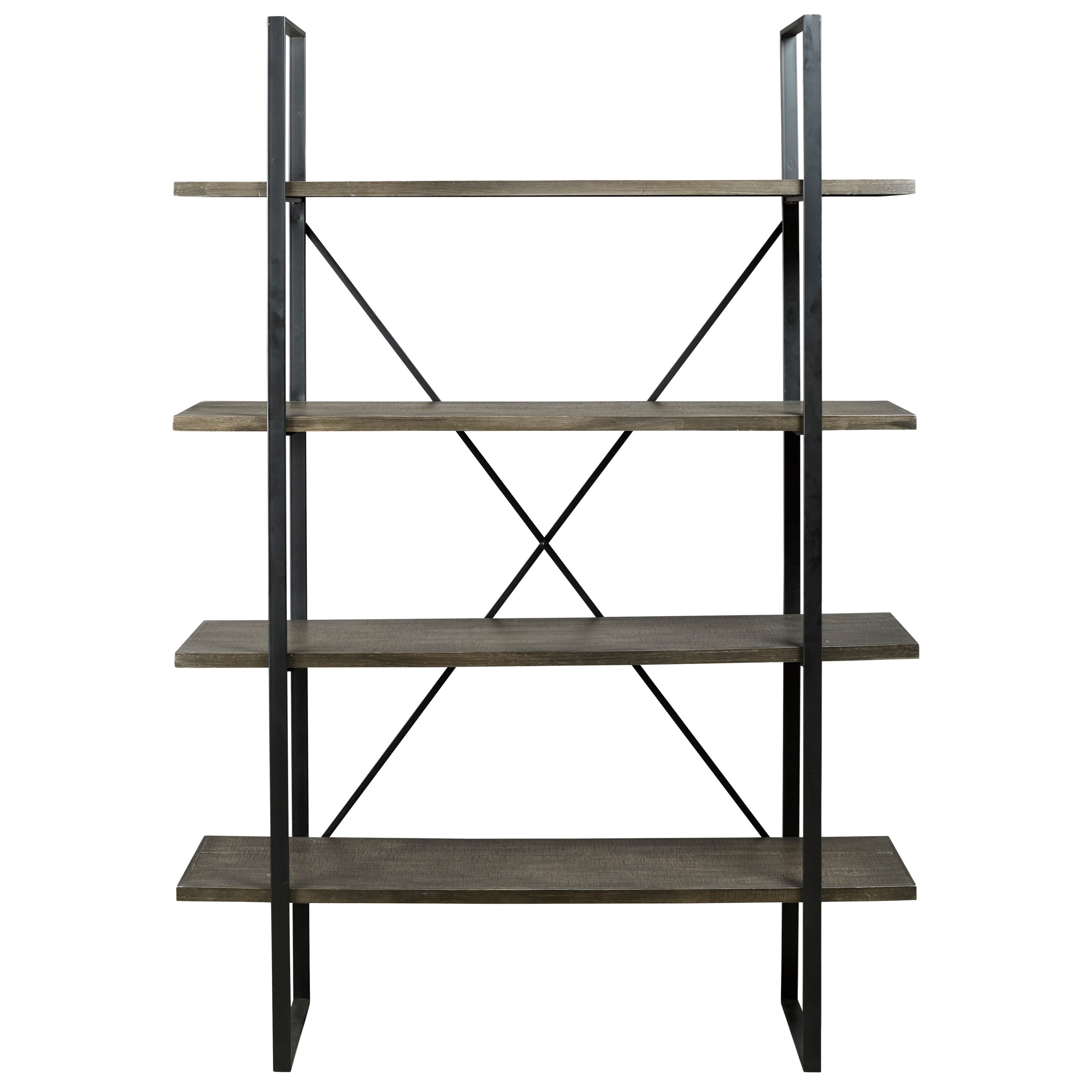 Signature Design By Ashley Gilesgrove A4000017 Industrial Metal Wood Bookcase With 4 Shelves Furniture And Appliancemart Open Bookcases