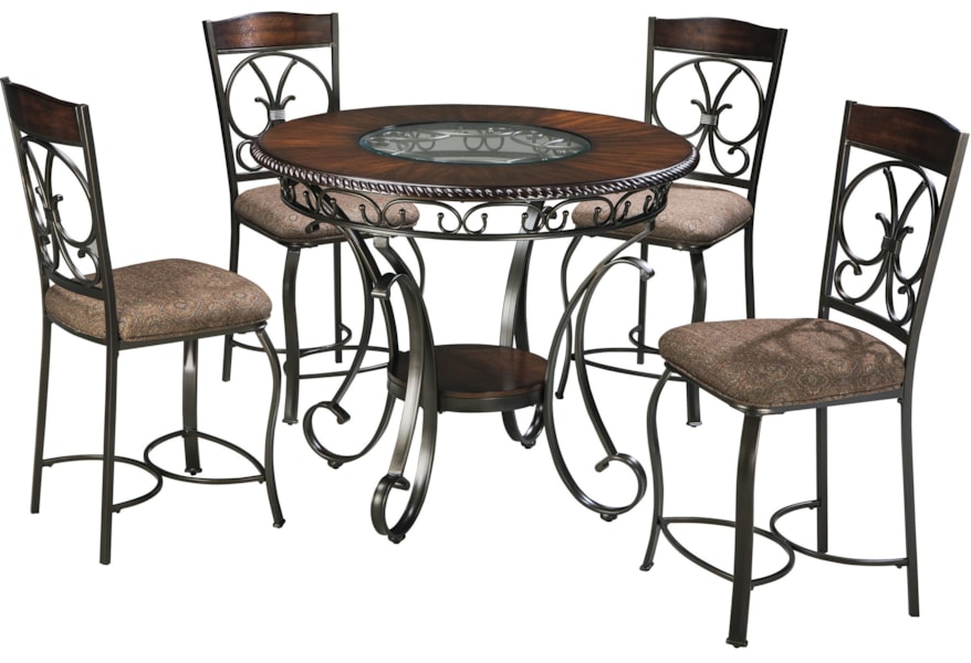 Ashley Furniture Signature Design Glambrey Round Counter Table And 4 Barstool Set With Metal Accents Del Sol Furniture Pub Table And Stool Set