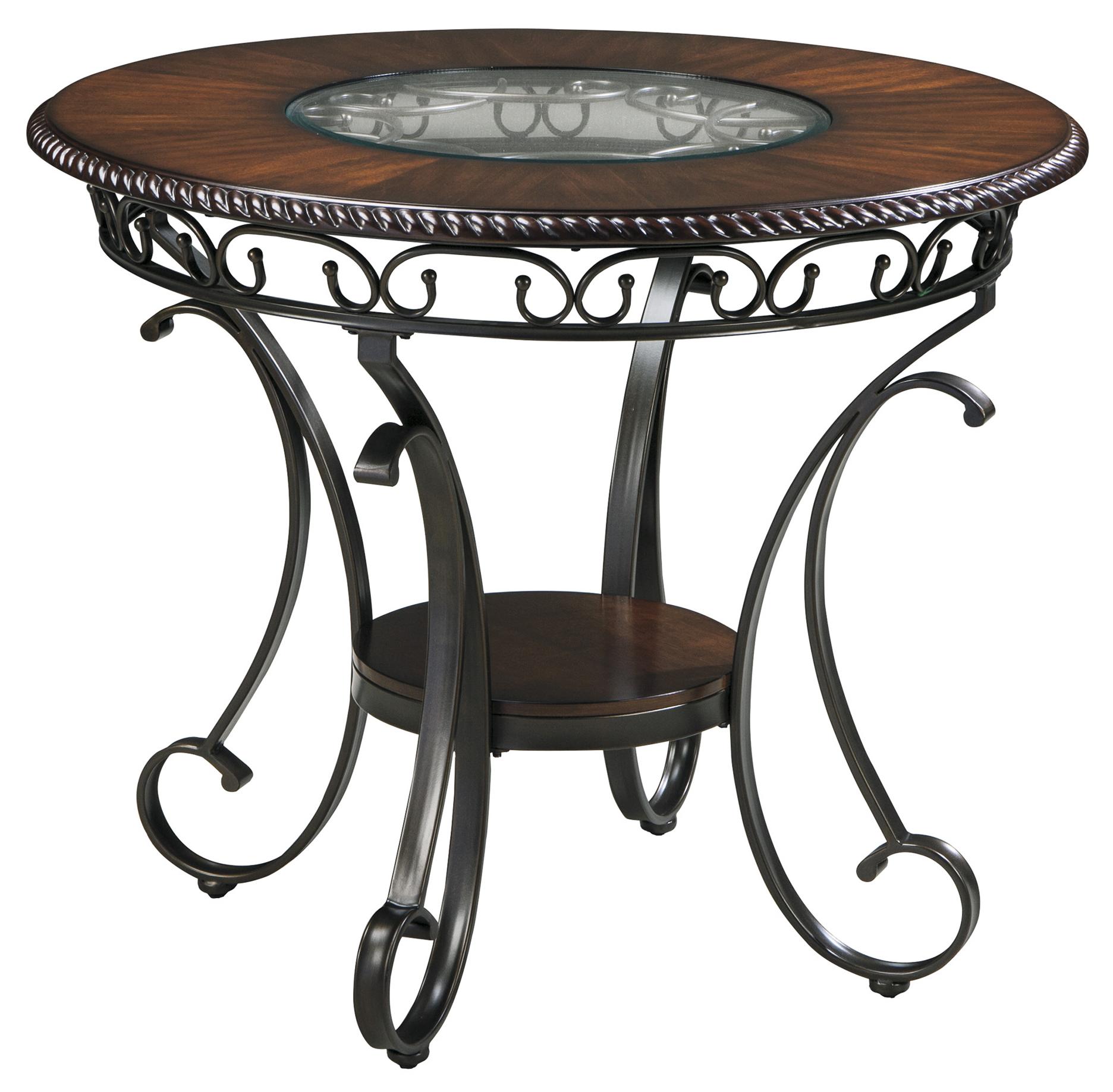 Signature Design By Ashley Glambrey Round Counter Table And 4 Barstool Set With Metal Accents Simply Home By Lindy S Pub Table And Stool Set