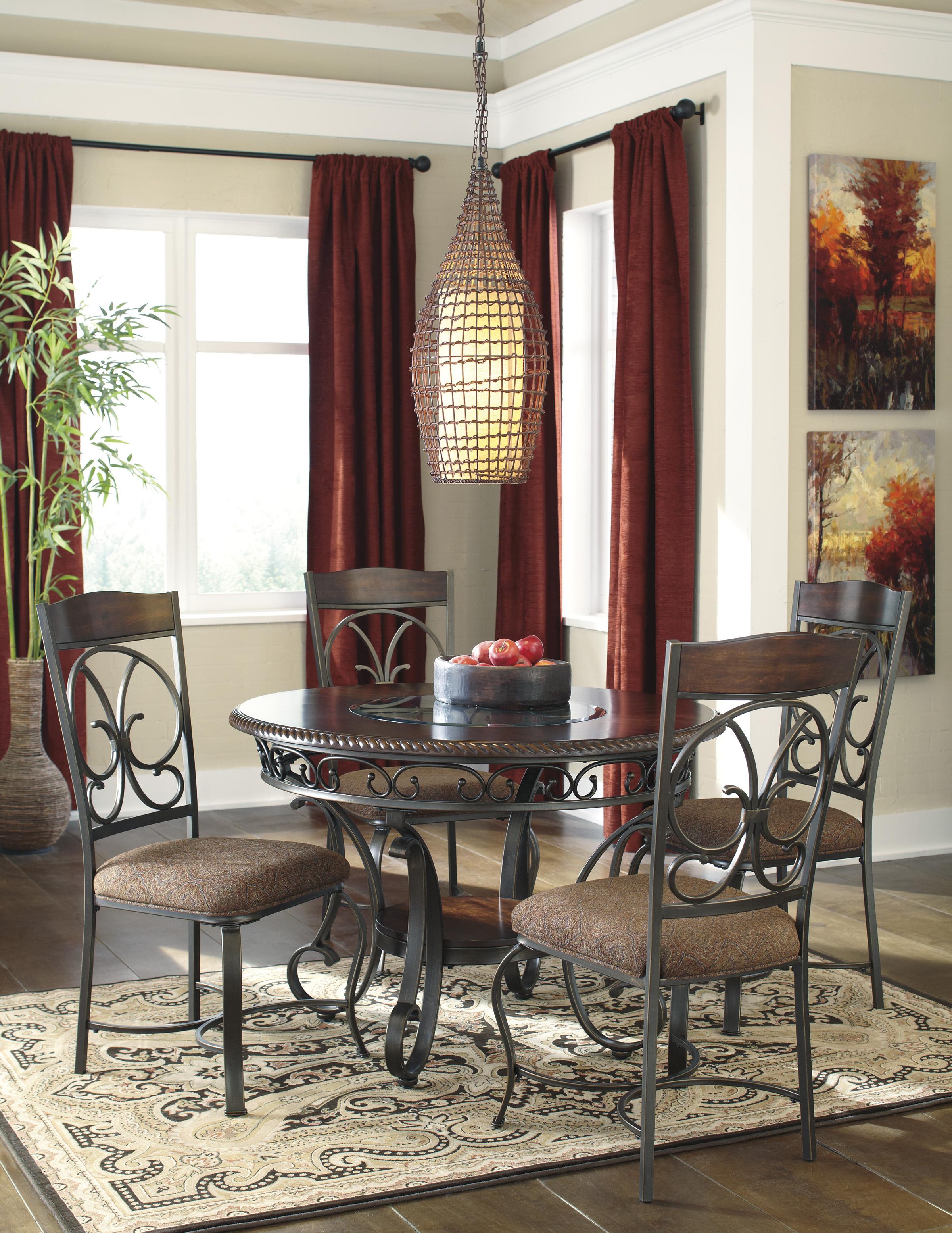 Signature Design By Ashley Glambrey Round Dining Room Table With Metal Accents Royal Furniture Kitchen Table