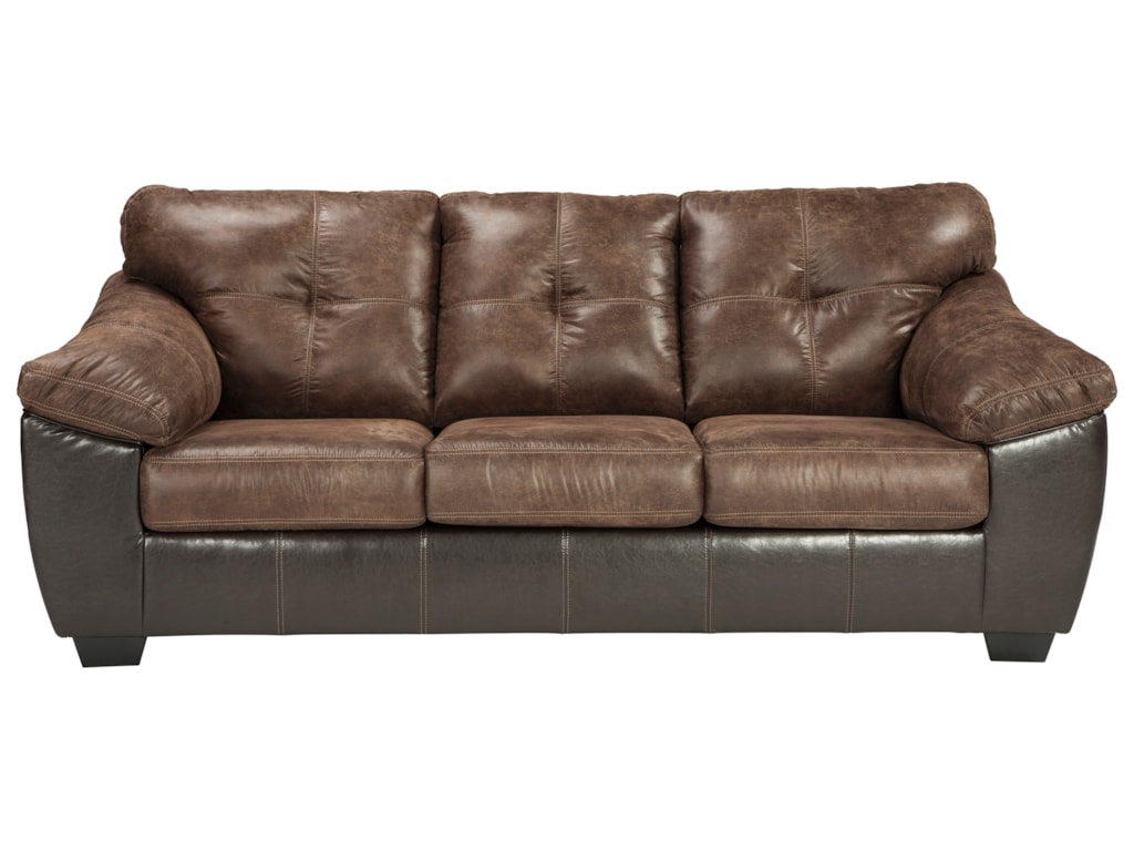 Gregale Two Tone Faux Leather Queen Sofa Sleeper With Memory Foam Mattress By Signature Design Ashley At Royal Furniture