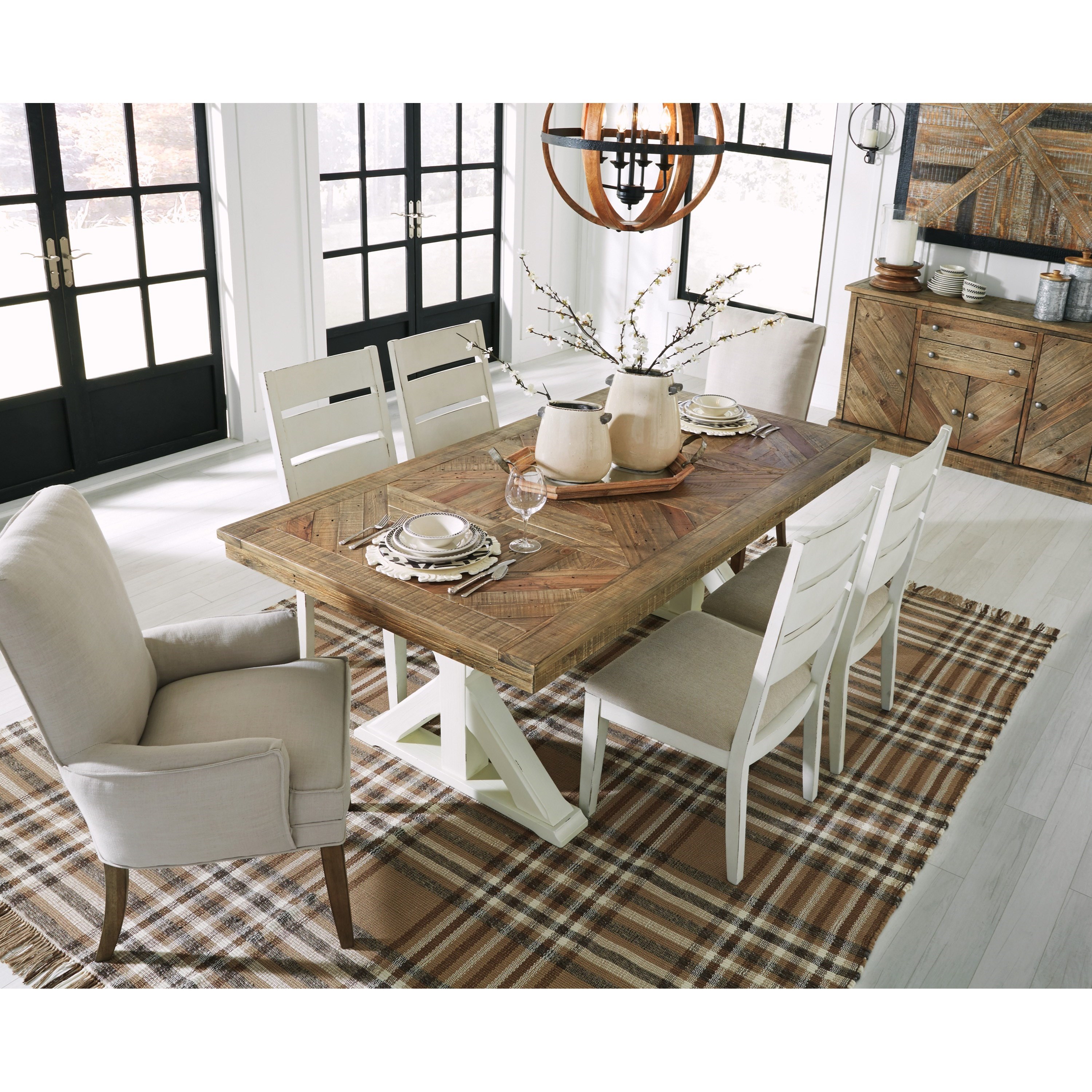Signature Design Grindleburg Rectangular Dining Room Trestle Table Fisher Home Furnishings Dining Tables
