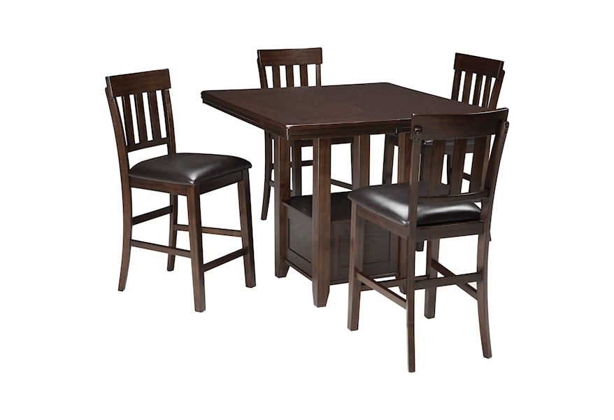 Ashley Haddigan 5 Piece Counter Height Dining set includes Table, 4 Stools  and Leaf | Morris Home | Pub Table and Stool Sets