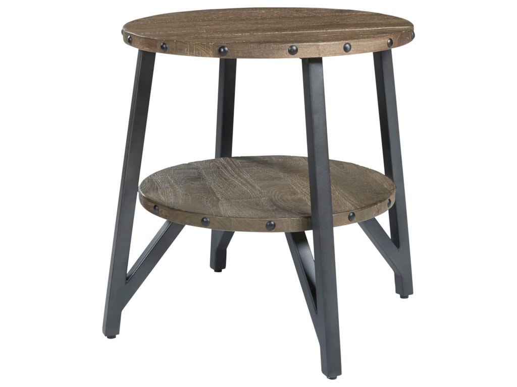 Round End Table With Fly Fish Design Lake And Mountain Home