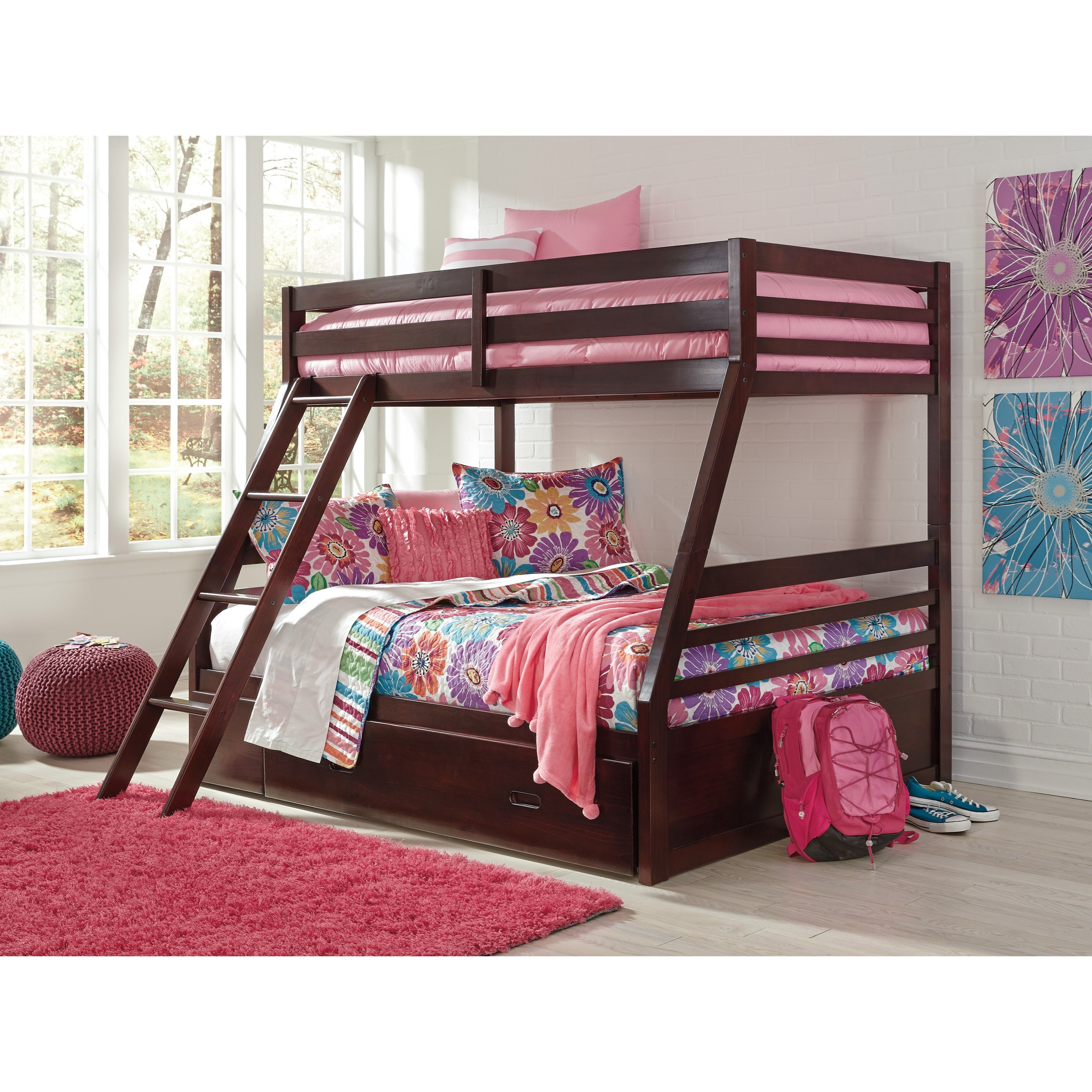 Signature Design By Ashley Halanton Solid Pine Twin Full Bunk Bed