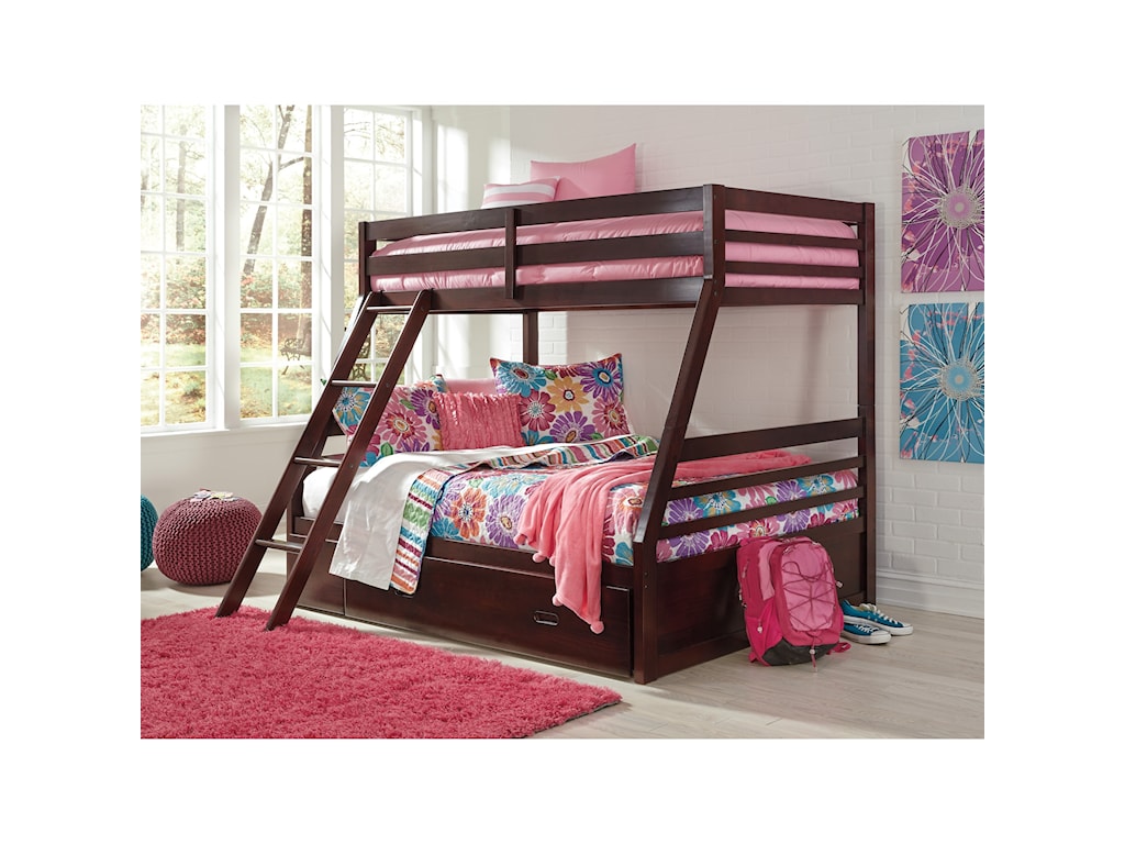 Signature Design By Ashley Halanton Solid Pine Twin Full Bunk Bed