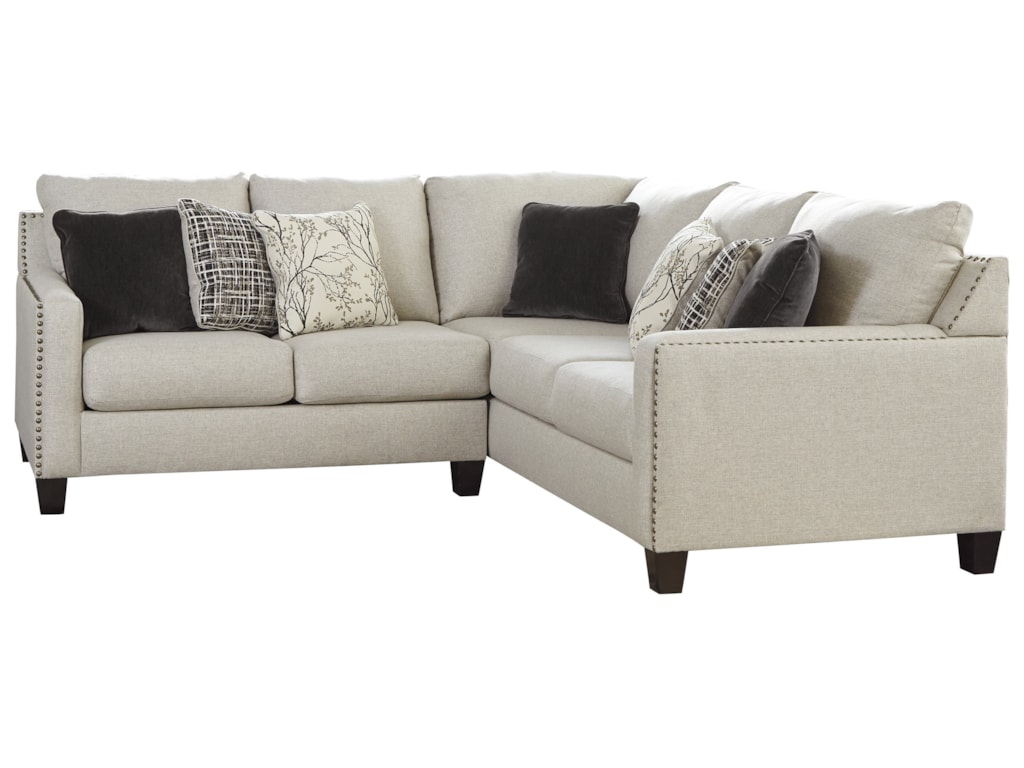 Signature Design By Ashley Hallenberg Two Piece Sectional With Nailhead Trim Accents Sam Levitz Furniture Sectional Sofas