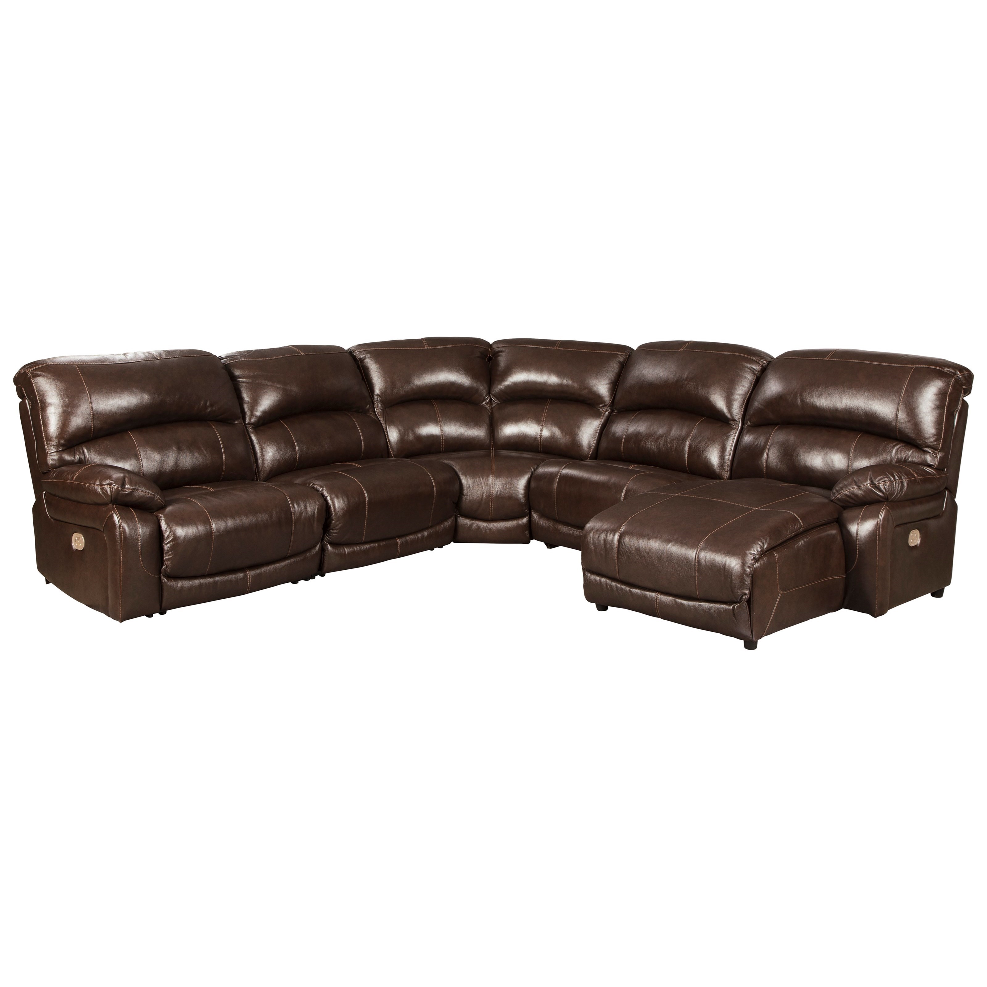 Signature Design By Ashley Hallstrung Leather Match 5 Piece Reclining Sectional With Right Chaise Conlin S