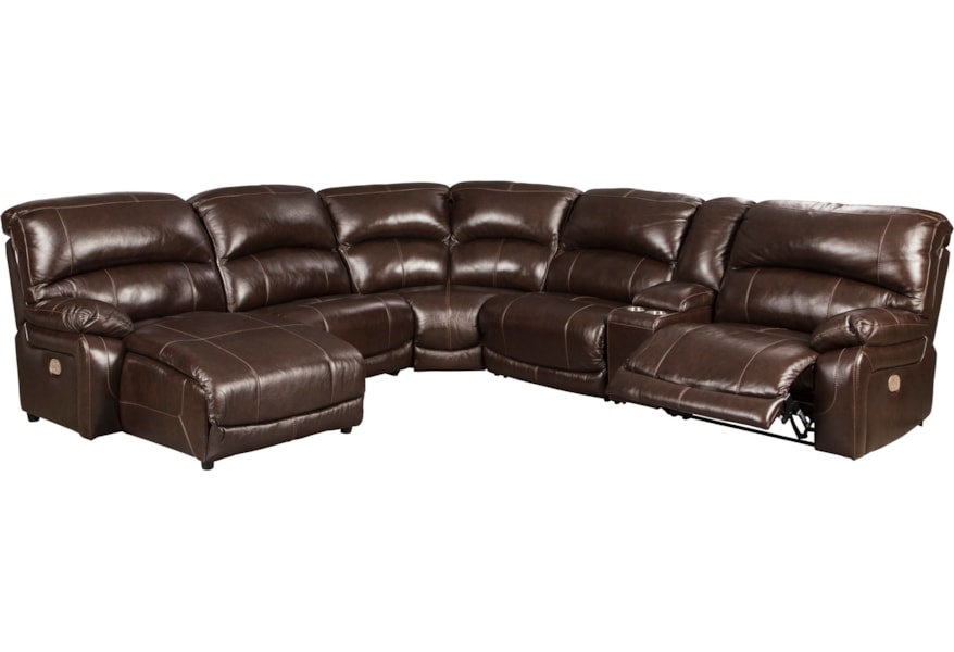 Vendor 3 Hallstrung Leather Match 6 Piece Reclining Sectional With Piece Reclining Sectional