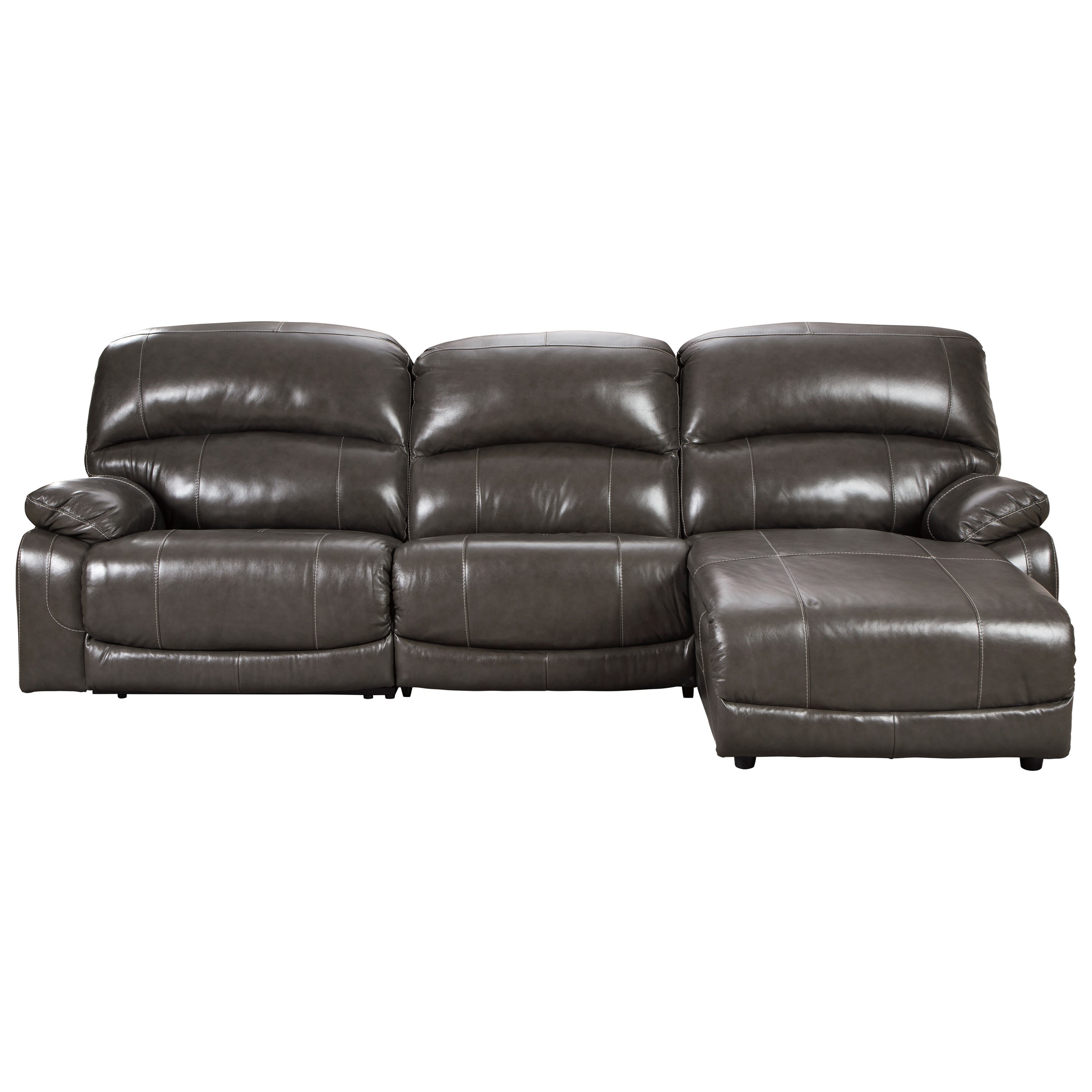 Signature Design By Ashley Hallstrung Leather Match 3 Piece Reclining Sectional With Right Chaise Abode Reclining Sectional Sofas