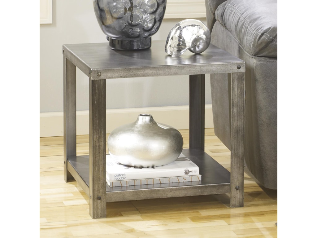 Ashley Signature Design Hattney Square Industrial Metal End Table - Hattney T Square Industrial Metal End Table By Ashley Signature Design ashley signature design hattney square industrial metal end table - hattney t square industrial metal end table by ashley signature design