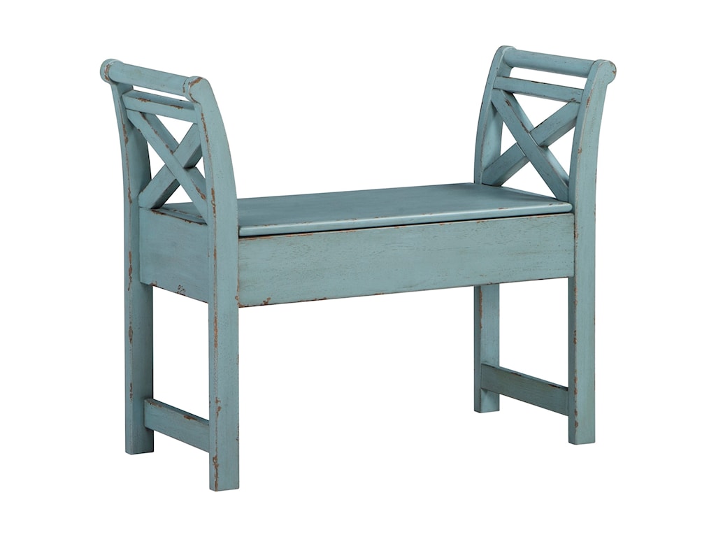 Signature Design By Ashley Heron Ridge Antique Finish Accent Bench With Storage Conlins Furniture Bench