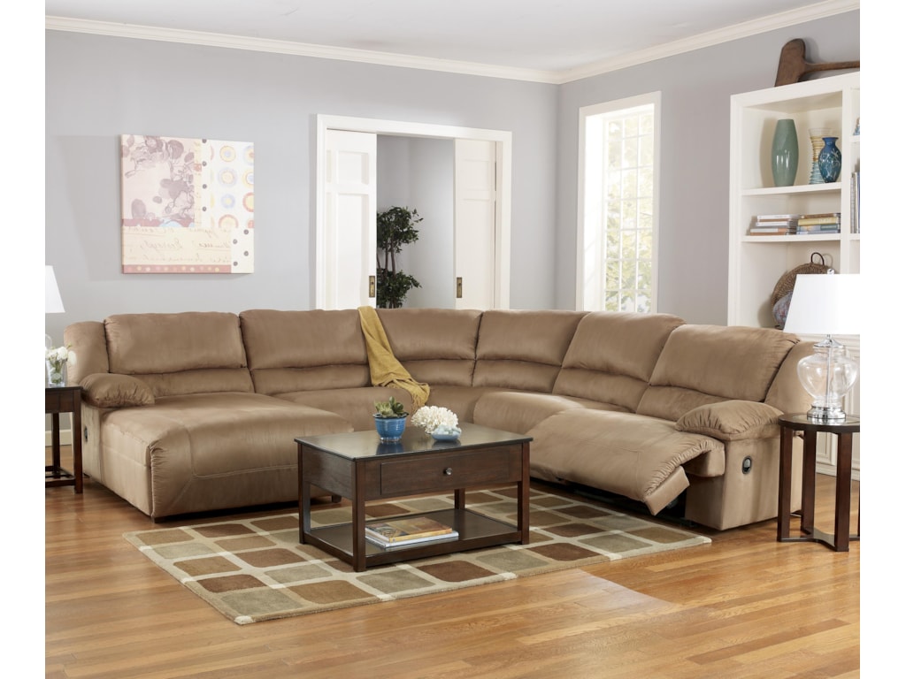 Signature Design By Ashley Hogan Mocha 5 Piece Motion Sectional Signature Design By Ashley Hogan Mocha5 Piece Motion Sectional With Chaise