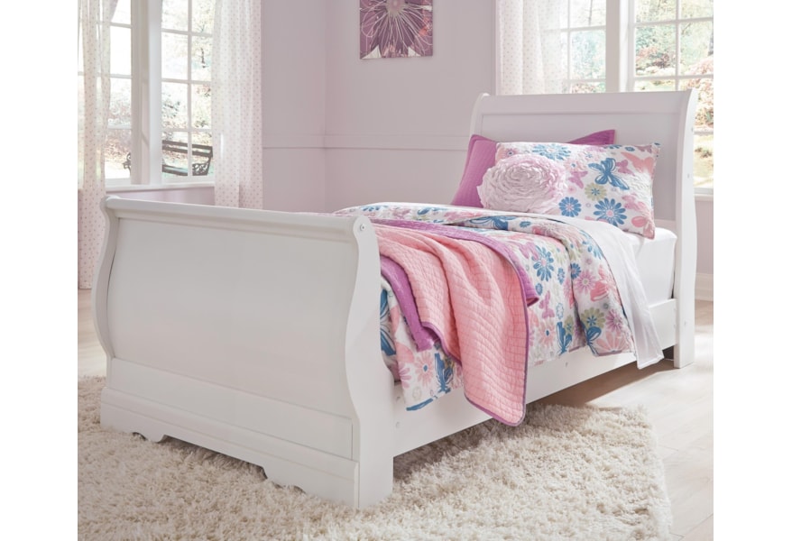 Ashley Signature Design Anarasia Twin Louis Philippe Sleigh Bed Dunk Bright Furniture Sleigh Beds