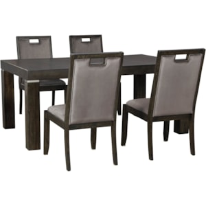 Signature Design Hyndell 5 Piece Rectangular Dining Table Set Fisher Home Furnishings Dining 5 Piece Sets