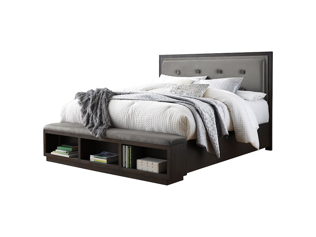 Signature Design By Ashley Hyndell Queen Upholstered Storage Bed Royal Furniture Upholstered Beds