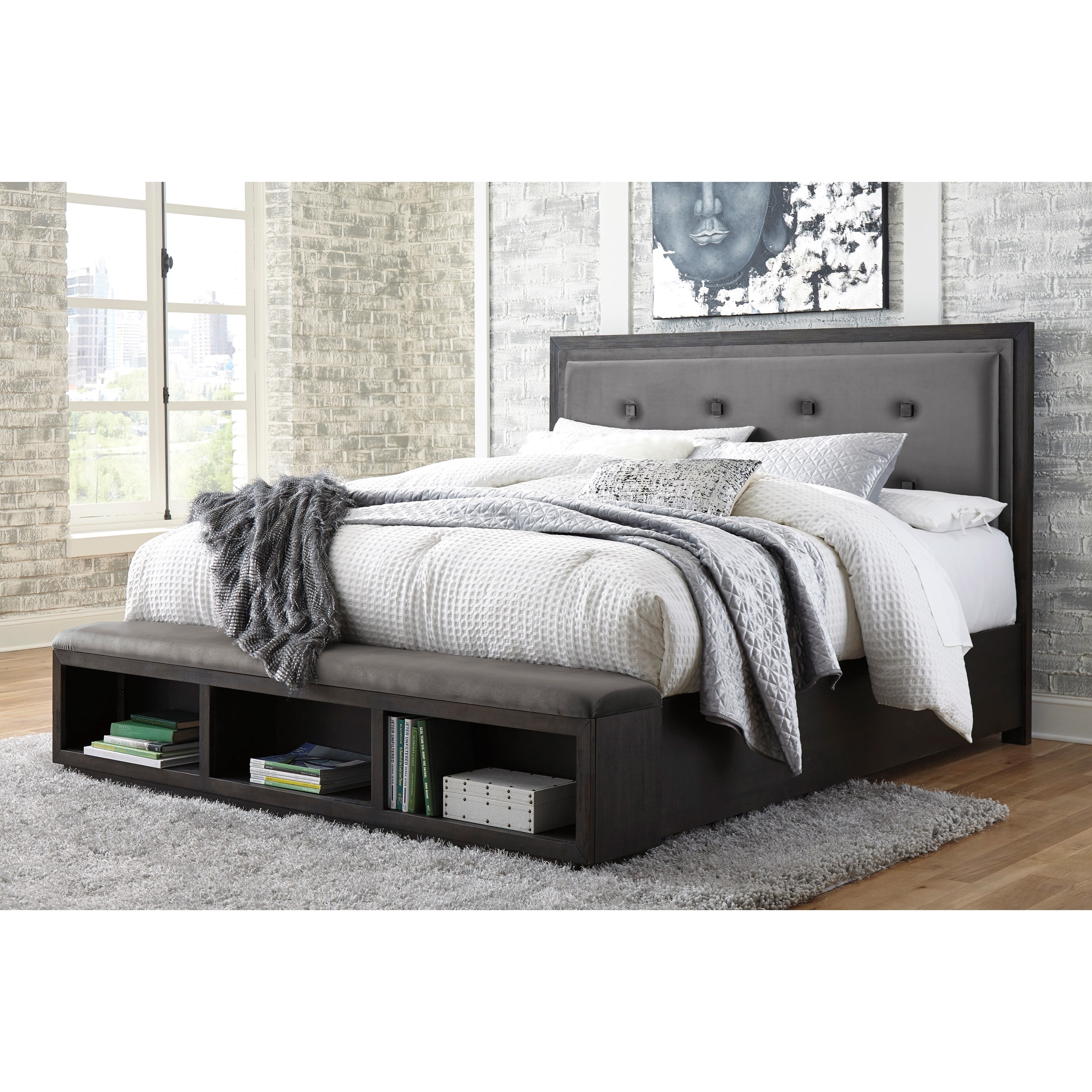 Signature Design By Ashley Hyndell Queen Upholstered Storage Bed A1 Furniture Mattress Upholstered Beds