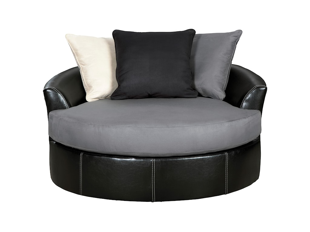 Signature Design By Ashley Jacurso Contemporary Round Oversized Swivel Accent Chair Royal Furniture Upholstered Chairs