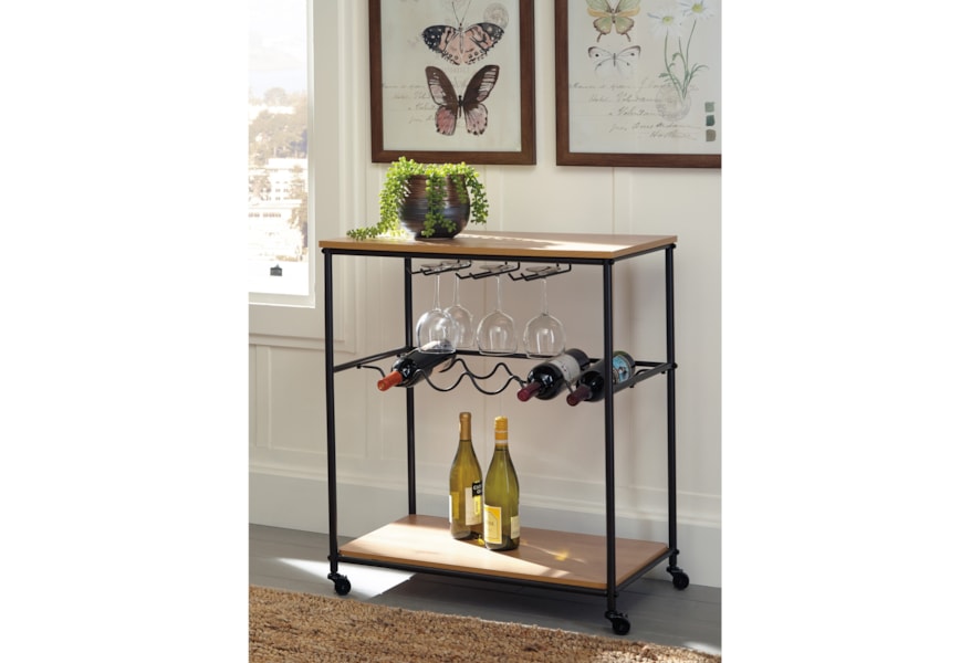 Ashley Signature Design Jadonport A4000119 Bar Cart With Wine